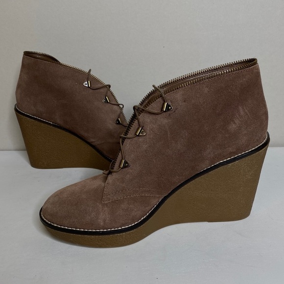 Fergie Ophelia Suede Leather Wedge Ankle Booties Boots - Picture 3 of 11